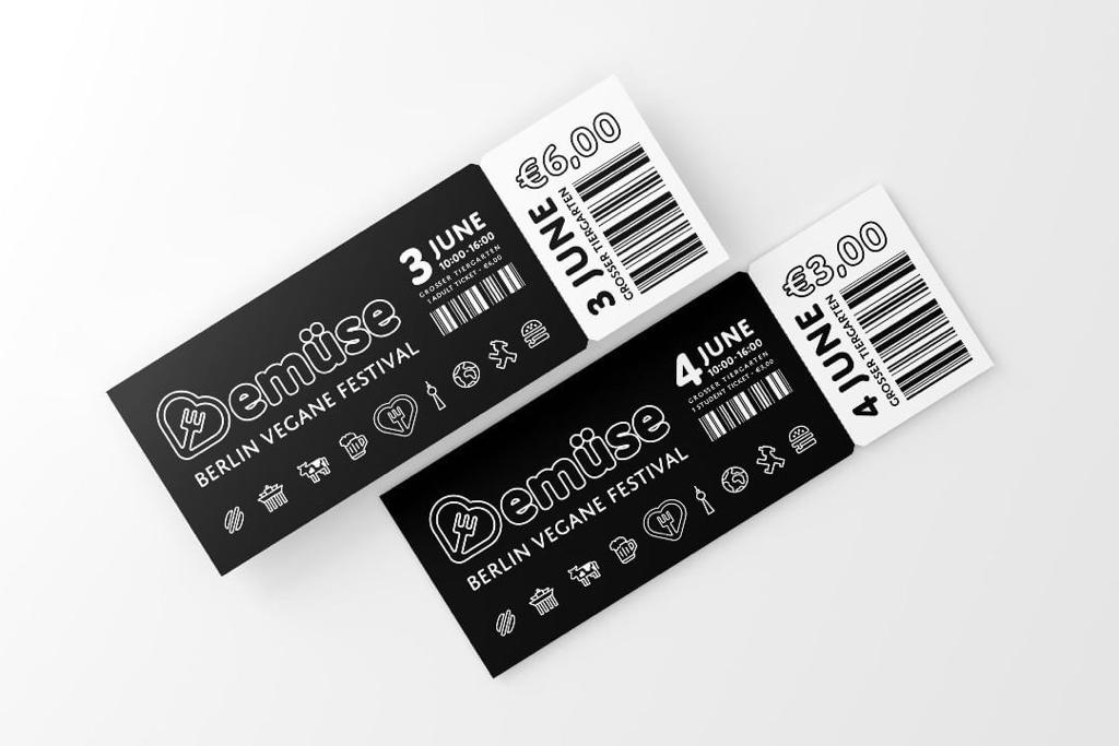 Black and white design for tickets to the Bemuse festival.